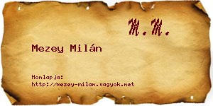 Mezey Milán névjegykártya