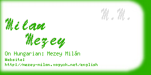 milan mezey business card